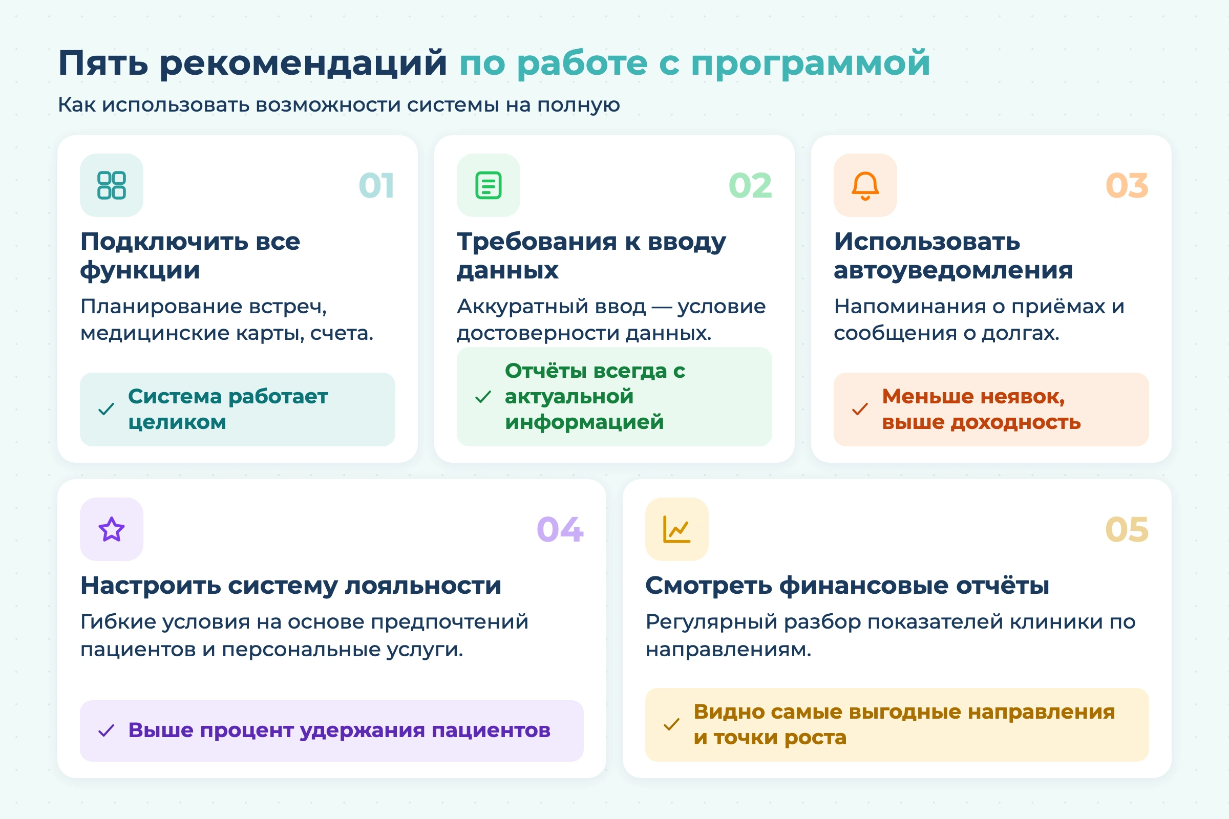 Пять рекомендаций по работе с программой